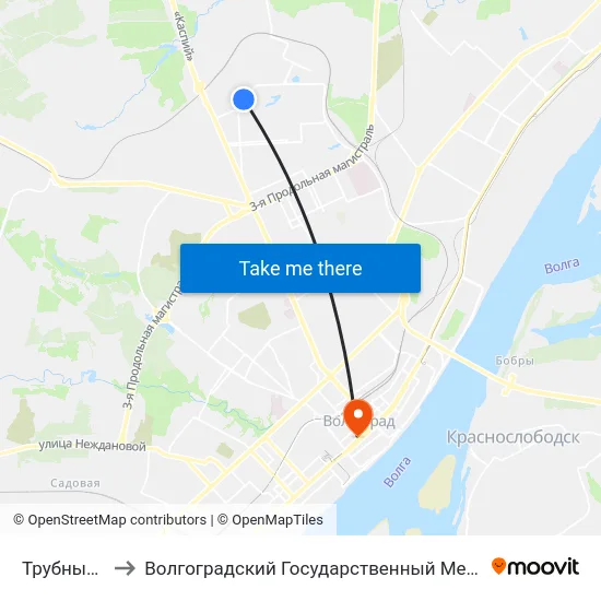 Трубный Завод to Волгоградский Государственный Медицинский Университет map