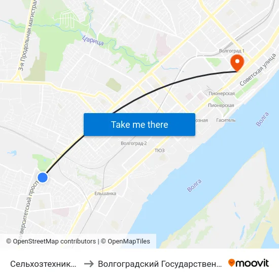 Сельхозтехника (По Требованию) to Волгоградский Государственный Медицинский Университет map