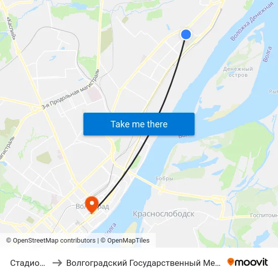 Стадион Зенит to Волгоградский Государственный Медицинский Университет map