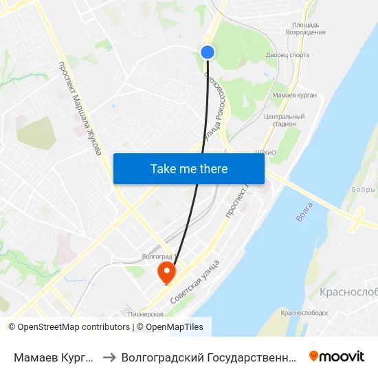 Мамаев Курган (Телецентр) to Волгоградский Государственный Медицинский Университет map