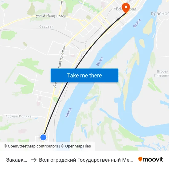Закавказская to Волгоградский Государственный Медицинский Университет map