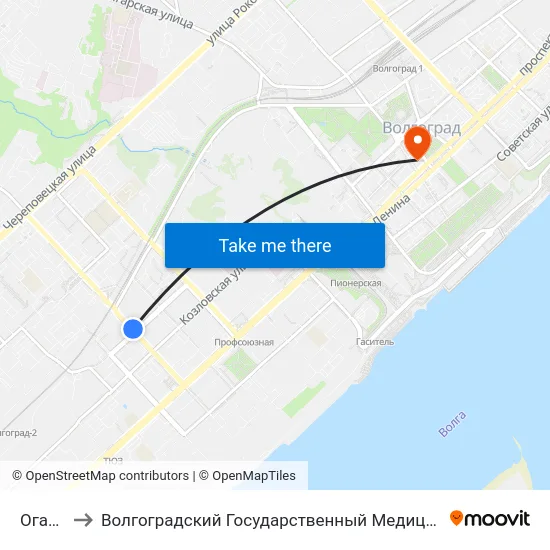 Огарёва to Волгоградский Государственный Медицинский Университет map