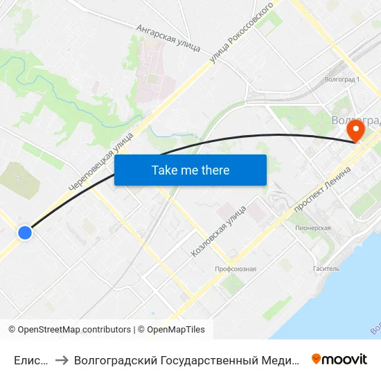 Елисеева to Волгоградский Государственный Медицинский Университет map