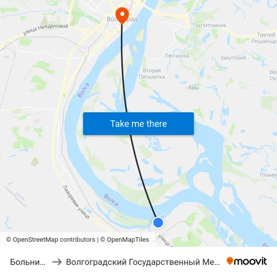 Больница №24 to Волгоградский Государственный Медицинский Университет map