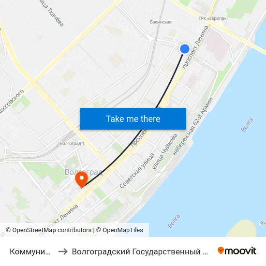 Коммунистическая to Волгоградский Государственный Медицинский Университет map