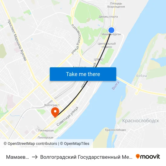 Мамаев Курган to Волгоградский Государственный Медицинский Университет map