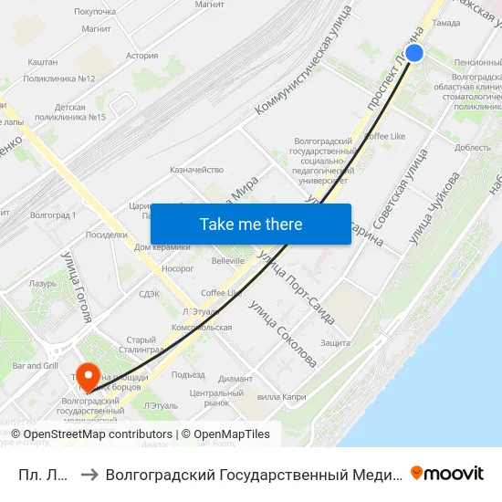 Пл. Ленина to Волгоградский Государственный Медицинский Университет map