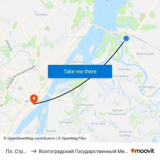 Пл. Строителей to Волгоградский Государственный Медицинский Университет map