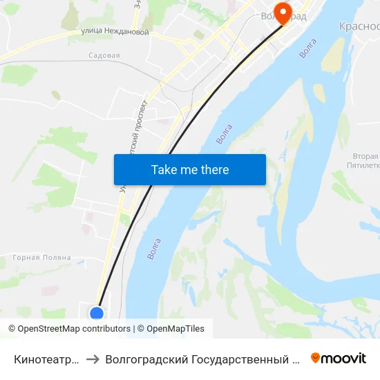 Кинотеатр Авангард to Волгоградский Государственный Медицинский Университет map
