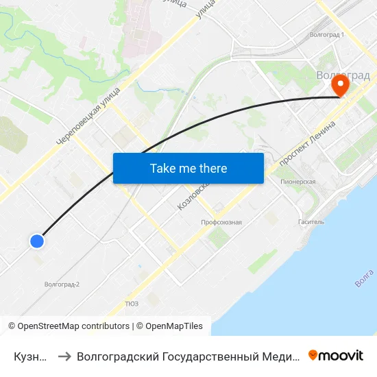 Кузнецкая to Волгоградский Государственный Медицинский Университет map