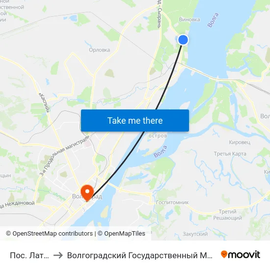 Пос. Латошинка to Волгоградский Государственный Медицинский Университет map
