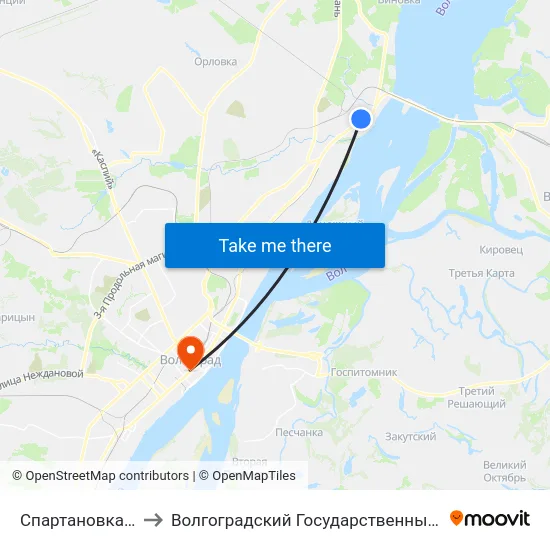 Спартановка (Универсам) to Волгоградский Государственный Медицинский Университет map