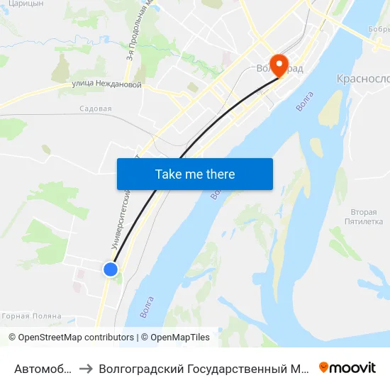 Автомобилистов to Волгоградский Государственный Медицинский Университет map