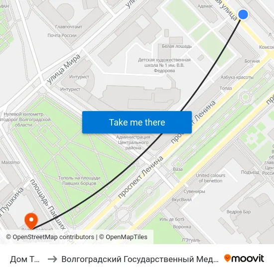 Дом Техники to Волгоградский Государственный Медицинский Университет map