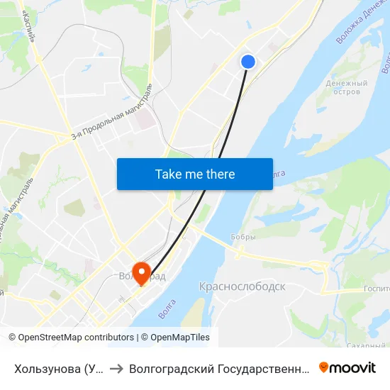 Хользунова (Ул. Таращанцев) to Волгоградский Государственный Медицинский Университет map