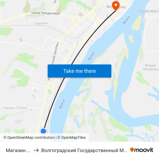 Магазин Петушок to Волгоградский Государственный Медицинский Университет map