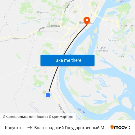 Капустная Балка to Волгоградский Государственный Медицинский Университет map