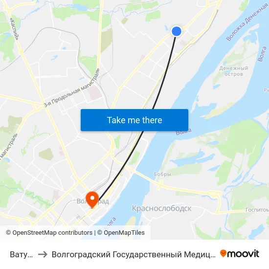 Ватутина to Волгоградский Государственный Медицинский Университет map