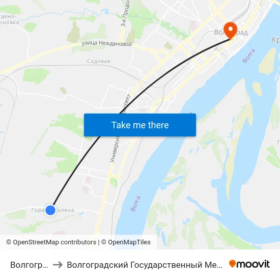Волгоградская to Волгоградский Государственный Медицинский Университет map
