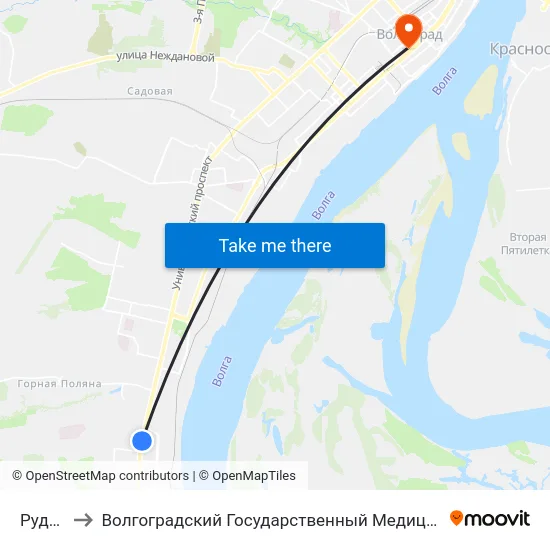 Руднева to Волгоградский Государственный Медицинский Университет map