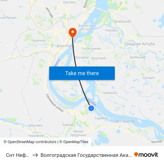 Снт Нефтяник (А) to Волгоградская Государственная Академия Физической Культуры map