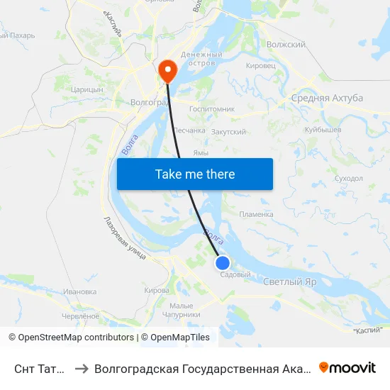 Снт Татьянка (А) to Волгоградская Государственная Академия Физической Культуры map