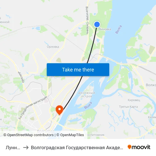Лунная (А) to Волгоградская Государственная Академия Физической Культуры map