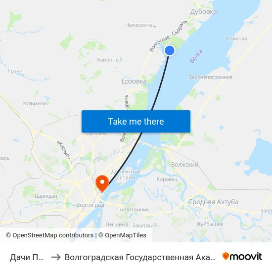 Дачи Пичуга (А) to Волгоградская Государственная Академия Физической Культуры map