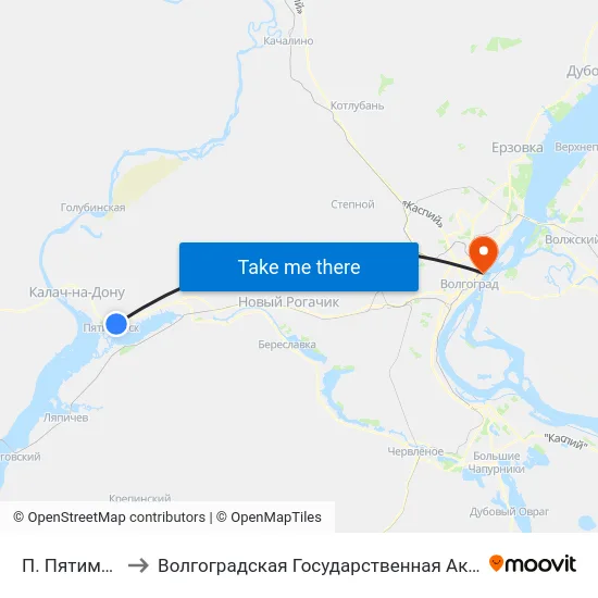 П. Пятиморск Тр (А) to Волгоградская Государственная Академия Физической Культуры map