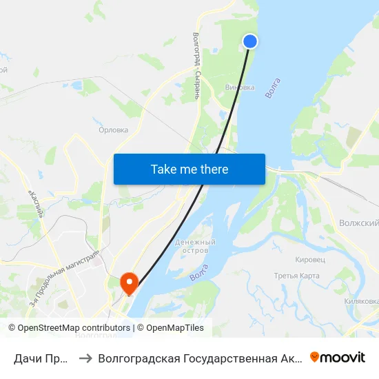 Дачи Приморье (Б) to Волгоградская Государственная Академия Физической Культуры map
