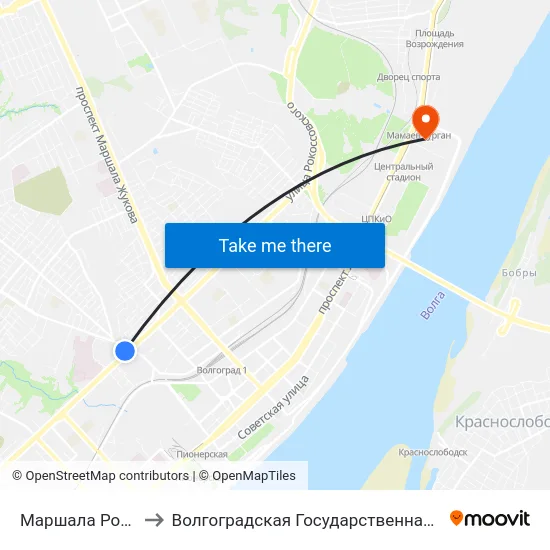 Маршала Рокоссовского (Б) to Волгоградская Государственная Академия Физической Культуры map