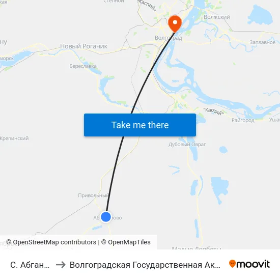 С. Абганерово (А) to Волгоградская Государственная Академия Физической Культуры map
