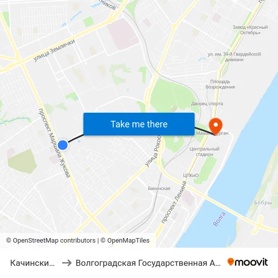 Качинский Рынок (Б) to Волгоградская Государственная Академия Физической Культуры map