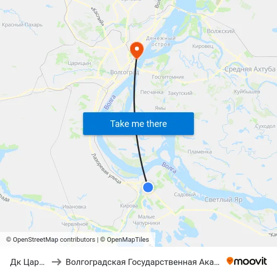 Дк Царицын (А) to Волгоградская Государственная Академия Физической Культуры map