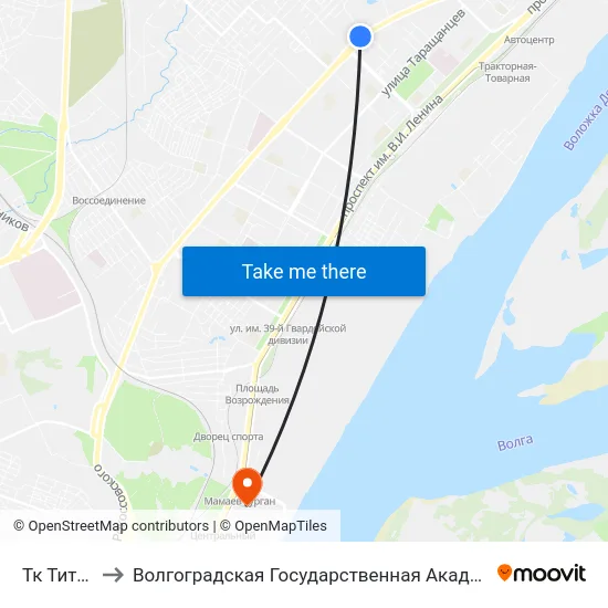 Тк Титовский to Волгоградская Государственная Академия Физической Культуры map