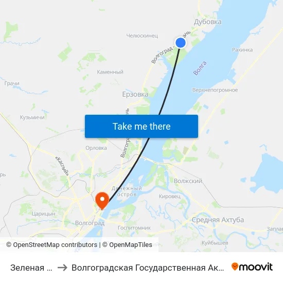 Зеленая Волна (Б) to Волгоградская Государственная Академия Физической Культуры map