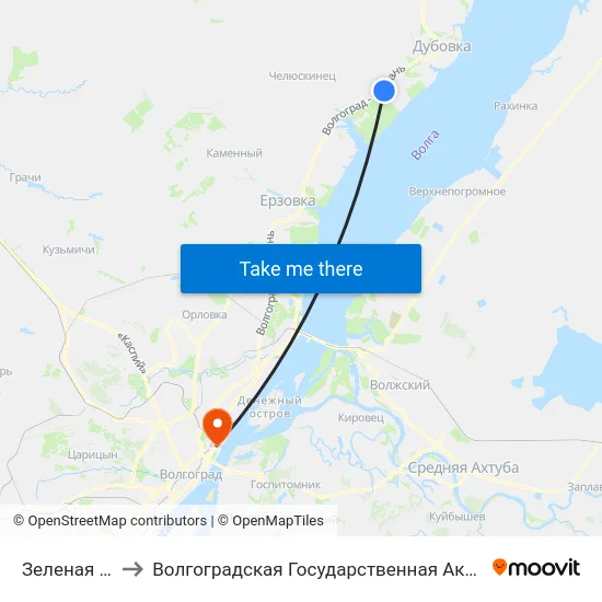 Зеленая Волна (А) to Волгоградская Государственная Академия Физической Культуры map