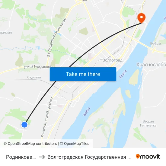 Родниковая Долина (А) to Волгоградская Государственная Академия Физической Культуры map