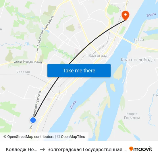 Колледж Нефти И Газа (Б) to Волгоградская Государственная Академия Физической Культуры map