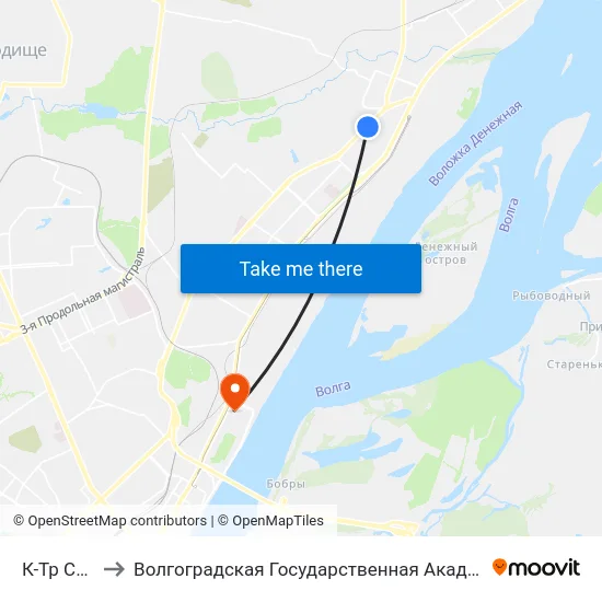 К-Тр Старт (А) to Волгоградская Государственная Академия Физической Культуры map