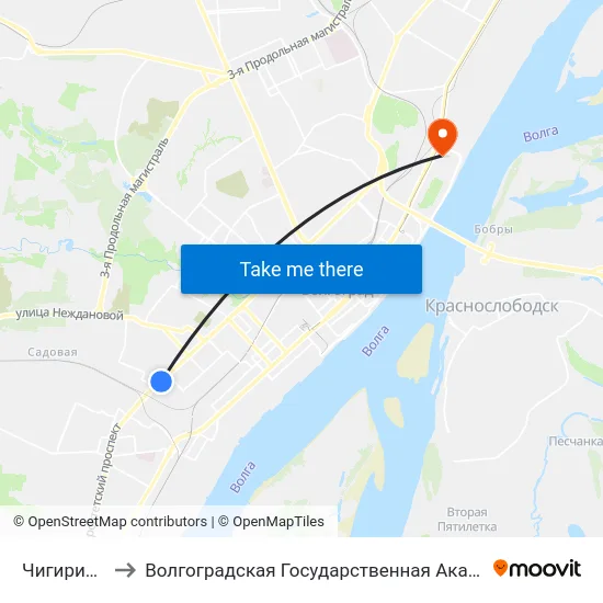 Чигиринская (А) to Волгоградская Государственная Академия Физической Культуры map