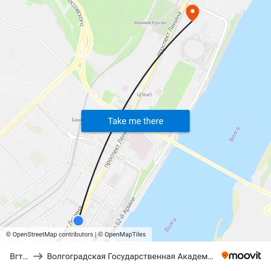 Вгту (А) to Волгоградская Государственная Академия Физической Культуры map