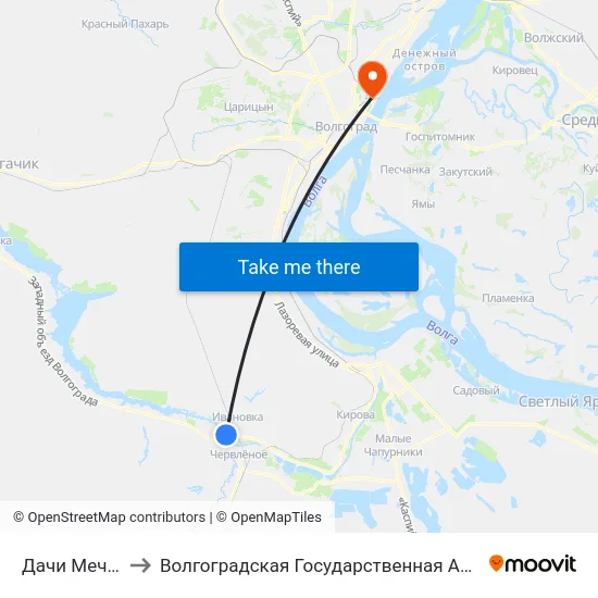 Дачи Мечта-2 Тр. (А) to Волгоградская Государственная Академия Физической Культуры map