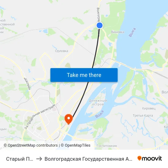 Старый Пост Гаи (Б) to Волгоградская Государственная Академия Физической Культуры map