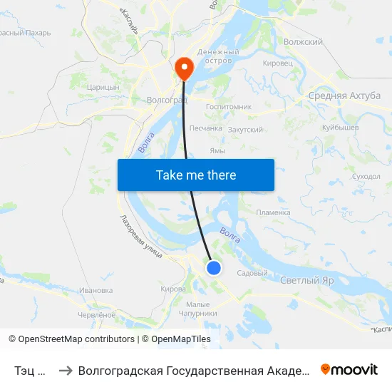 Тэц №2 (А) to Волгоградская Государственная Академия Физической Культуры map