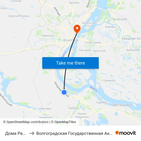 Дома Речников (А) to Волгоградская Государственная Академия Физической Культуры map