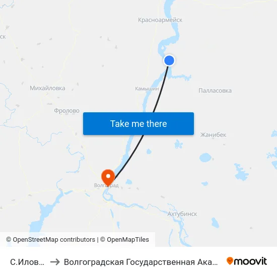 С.Иловатка (А) to Волгоградская Государственная Академия Физической Культуры map