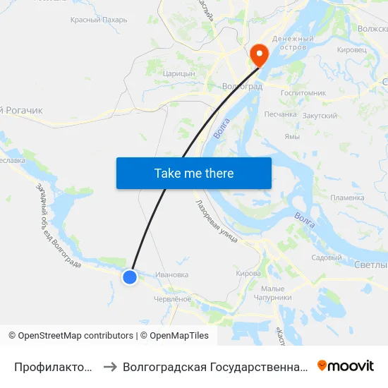 Профилакторий Вспкз Тр. (Б) to Волгоградская Государственная Академия Физической Культуры map