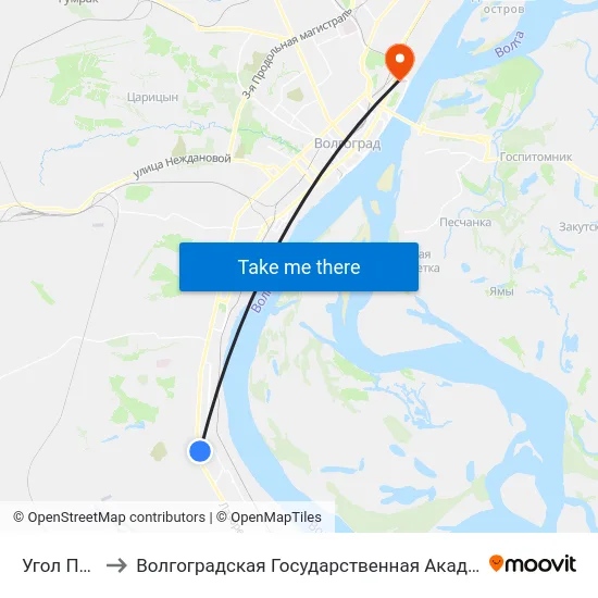 Угол Парка (А) to Волгоградская Государственная Академия Физической Культуры map