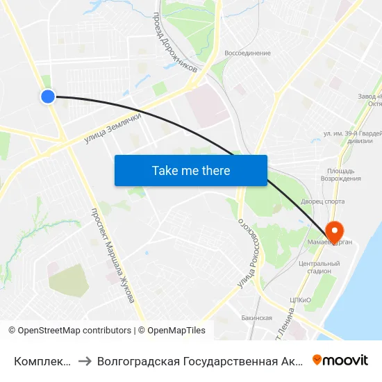 Комплекс Русь (А) to Волгоградская Государственная Академия Физической Культуры map